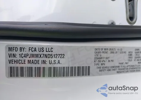 2022 Jeep Cherokee Latitude Lux 4X4 z USA, uszkodzony, nr VIN 1C4PJMMX7ND512722